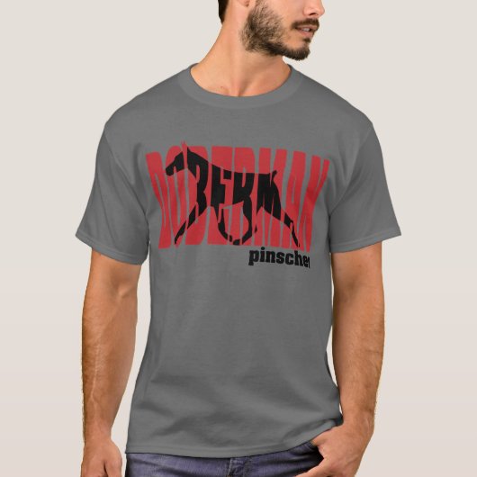 動くドーベルマン犬のシルエット Tシャツ (正面)