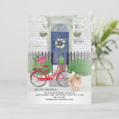 動くポメラニア犬犬自転車の青いドア新しい家   案内状 (スタンド正面)