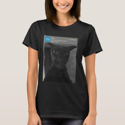 動くリング猫のミーム Tシャツ (正面)