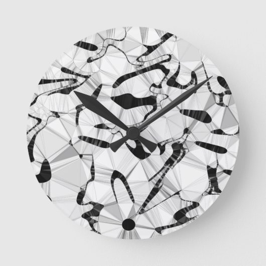動く丸い時計の白黒 ラウンド壁時計 (正面)