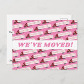 動く告知かわいいカラフル大きなトラックピンク ポストカード (正面/裏面)