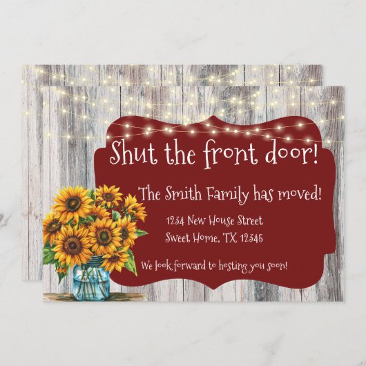 動く告知 – 玄関ドアを閉めろ！ 案内状 (正面/裏面)