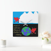 動く天国と地球： スクエア壁時計 (ホーム)