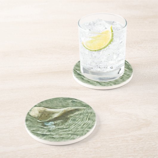 動く水の貝殻印象派抽象芸術 コースター (側面)