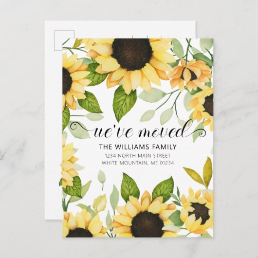 動く黄ひエレガントまわり水色フローラ 案内ポストカード (正面/裏面)