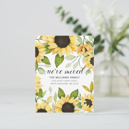  動く黄ひエレガントまわり水色フローラ 案内ポストカード (スタンド正面)