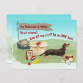 動く黒いダックスフンド犬のおもちゃ我々の新しい家 ポストカード (正面/裏面)