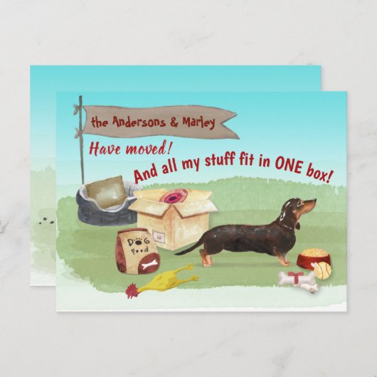 動く黒いダックスフンド犬のおもちゃ我々の新しい家       ポストカード (正面/裏面)