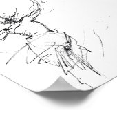 動エレガントきスケッチ中の女性 – Premium ポスター (角)