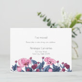 動モダンかしたほこりっぽい青ピンクのワイルドフラワー 案内状 (スタンド正面)