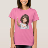 動保く女性のTシャツ – グラフィックおもしろいシャツ –  Tシャツ (正面)