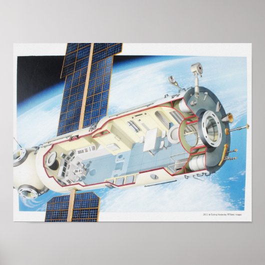動力を用いた太陽の宇宙ステーションの断面 ポスター (正面)