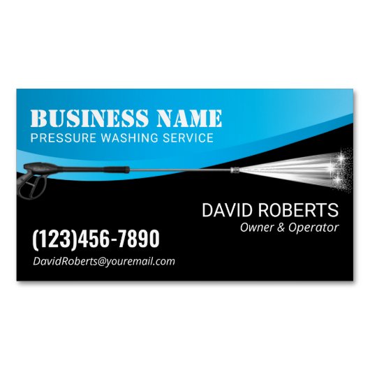 動力洗浄加圧洗浄プロフェッショナル洗浄 マグネット名刺 (正面)