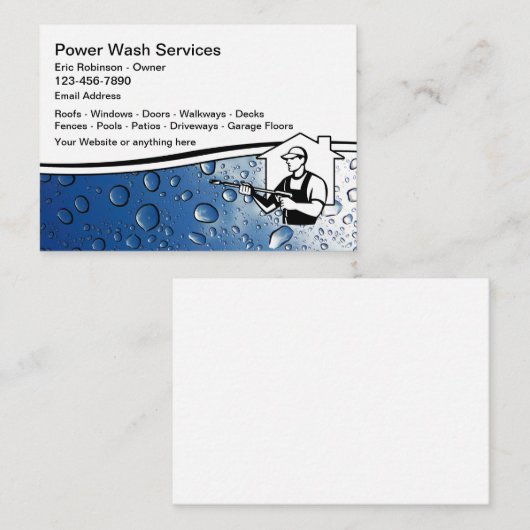 動力洗浄及び圧力洗浄サービス 名刺 (正面/裏面)