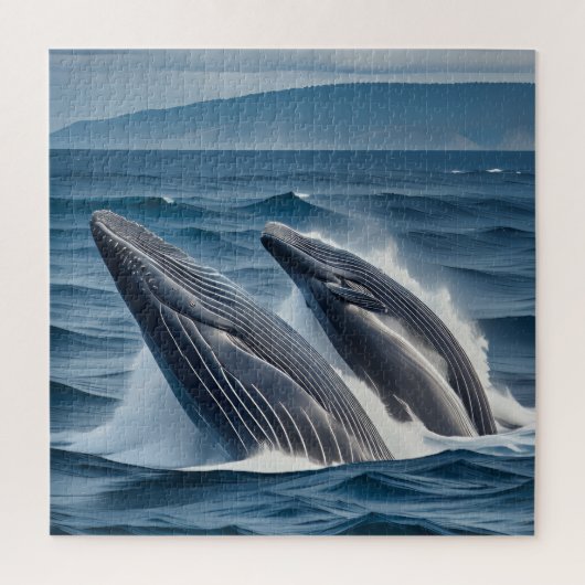 動威厳のある中のザトウクジラ ジグソーパズル (縦)