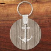 動揺していかり付き木材 キーホルダー (正面)