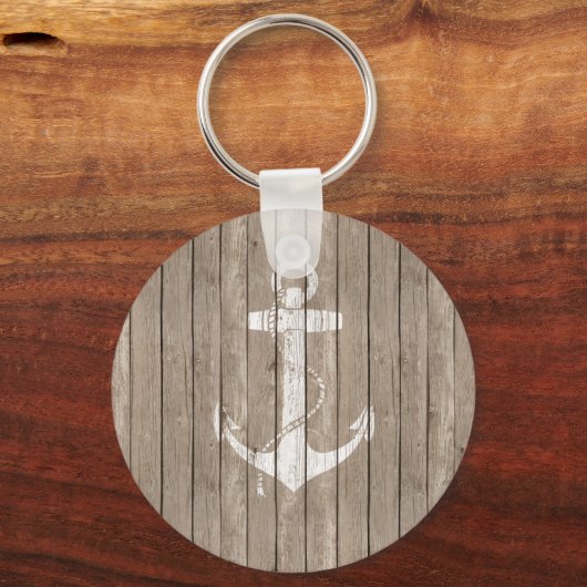 動揺していかり付き木材 キーホルダー (正面)