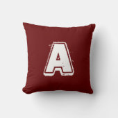動揺してでグランジなモノグラムのえんじ色の白 クッション (正面)