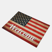 動揺してでグランジな米国の米国旗 ドアマット (アングル)