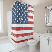 動揺してでグランジな米国旗の古いヴィンテージの一見 シャワーカーテン (インサイチュ)