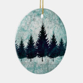 動揺してで素朴な常緑の松の木の森林 セラミックオーナメント (右)