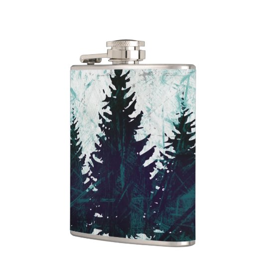 動揺してで素朴な常緑の松の木の森林 フラスク (左)