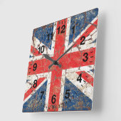 動揺してなイギリスの旗 スクエア壁時計 (傾斜)