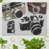 動揺してなカメラマンの写真撮影のレトロのカメラ キッチンタオル (折り畳み)