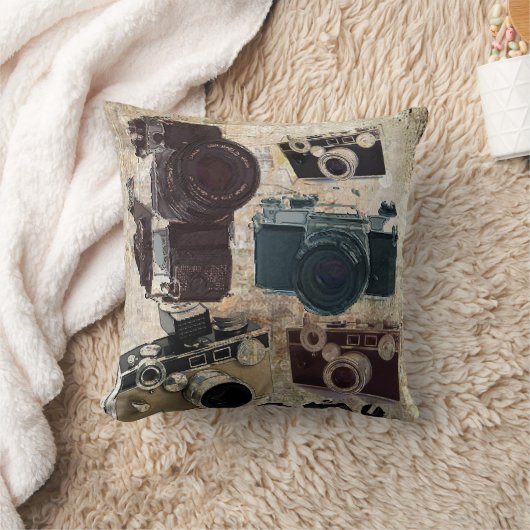 動揺してなカメラマンの写真撮影のレトロのカメラ クッション (ブランケット)