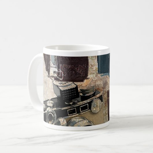 動揺してなカメラマンの写真撮影のレトロのカメラ コーヒーマグカップ (正面左)