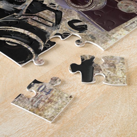 動揺してなカメラマンの写真撮影のレトロのカメラ ジグソーパズル (側面)