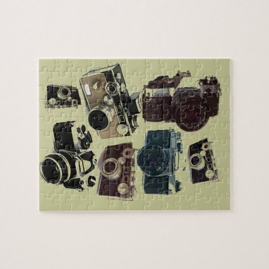 動揺してなカメラマンの写真撮影のレトロのカメラ ジグソーパズル (横)