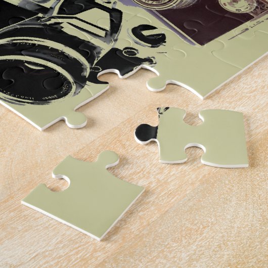 動揺してなカメラマンの写真撮影のレトロのカメラ ジグソーパズル (側面)