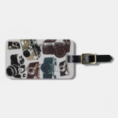 動揺してなカメラマンの写真撮影のレトロのカメラ ラゲッジタグ (正面横)