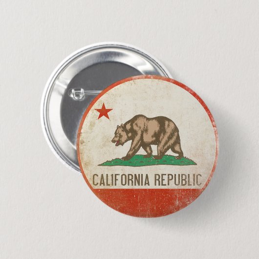 動揺してなカリフォルニア共和国の旗が付いているボタン 缶バッジ (正面&裏面)