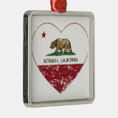 動揺してなカリフォルニア旗のaltadenaのハート メタルオーナメント (右)