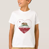 動揺してなカリフォルニア旗のpasoのroblesのハート tシャツ (正面)