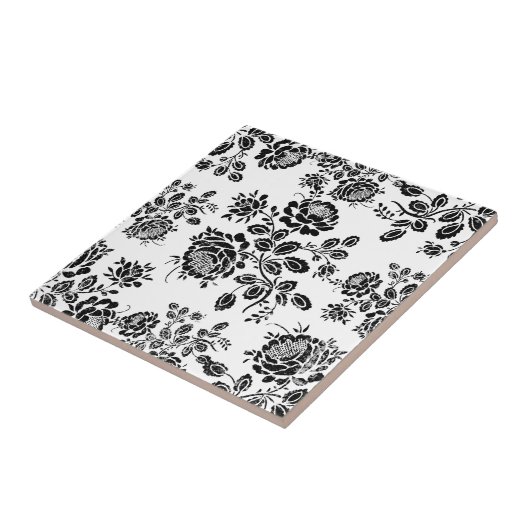 動揺してなダマスク織の熱い花のバラの花模様 タイル (側面)