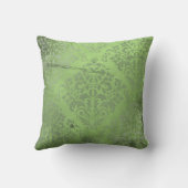 動揺してなダマスク織の緑 クッション (裏面)