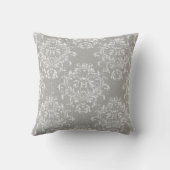 動揺してなダマスク織の装飾用クッション-灰色/灰色 クッション (裏面)