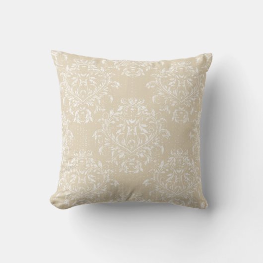 動揺してなダマスク織/ジャカード装飾用クッション-タン クッション (正面)