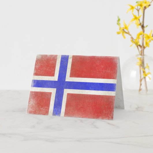 動揺してなノルウェーの旗が付いている挨拶状 カード (黄色い花)