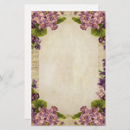 動揺してなバイオレットおよび音楽 便箋 (正面/裏面)