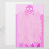 動揺してなピンクのスカルの炎の文房具 便箋 (正面/裏面)