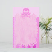 動揺してなピンクのスカルの炎の文房具 便箋 (スタンド正面)