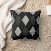 動揺してなモノクロアーガイル クッション (ブランケット)