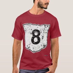 動揺してなルート8の交通標識- Tシャツ