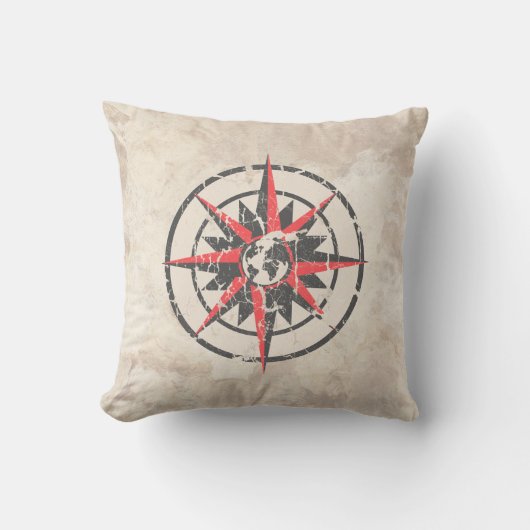 動揺してな地球を持つコンパス面図 クッション (正面)