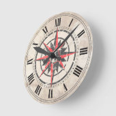 動揺してな地球を持つコンパス面図 ラウンド壁時計 (傾斜)