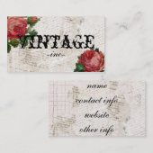 動揺してな文字上のヴィンテージの花 名刺 (正面/裏面)